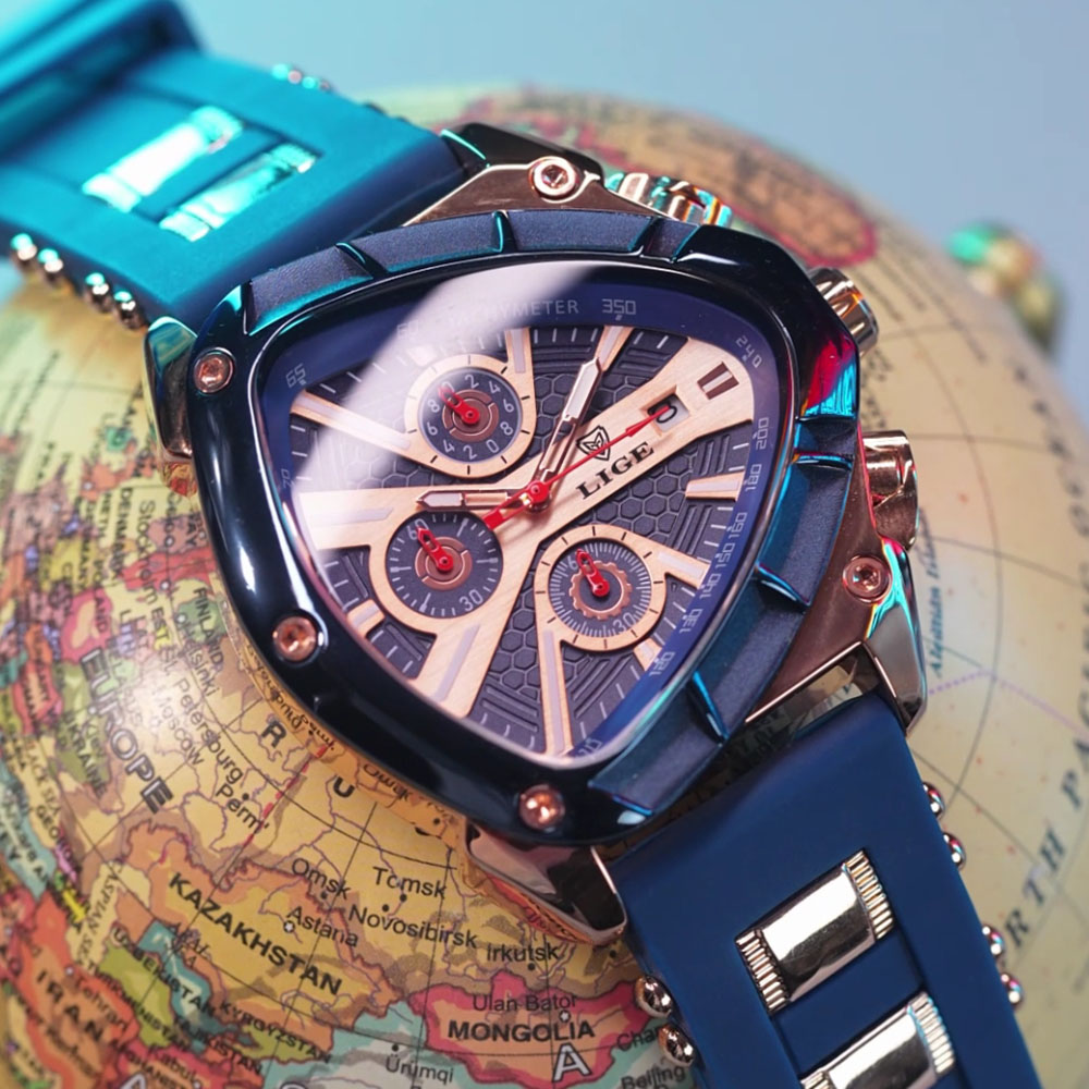 Watch Triangle Luxury - LIGE Fashion Men Watch Triangle Chronograph