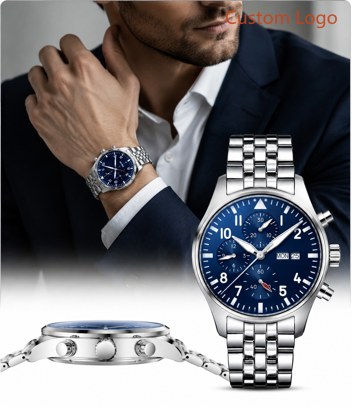 Watch Triangle Luxury - 43mm Classic Military Pilot Mens Wristwatch