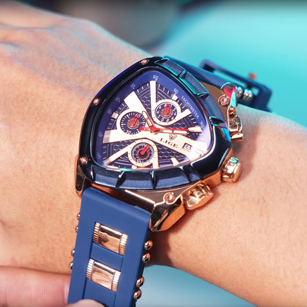 LIGE Fashion Men Watch Triangl - Watch Triangle Luxury 评论和价格