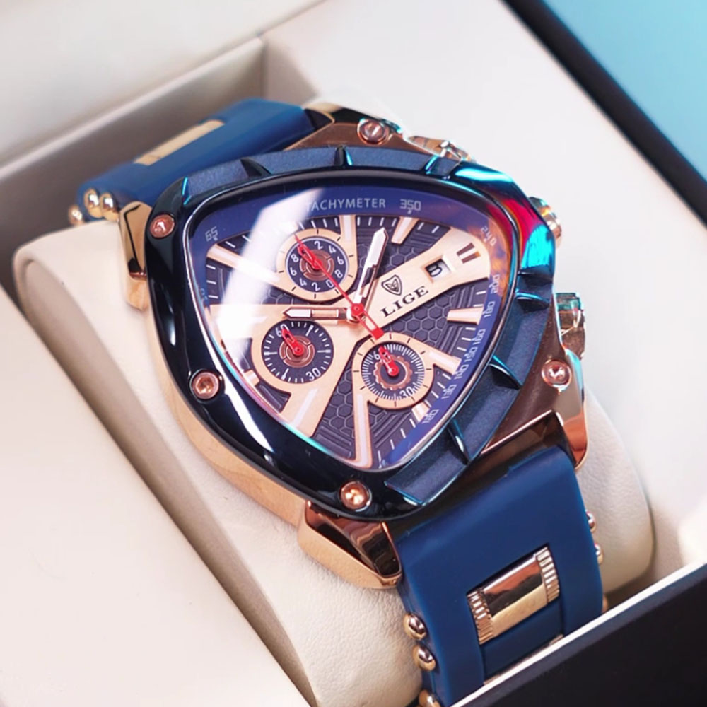 LIGE Fashion Men Watch Triangl - Watch Triangle Luxury 评论和价格