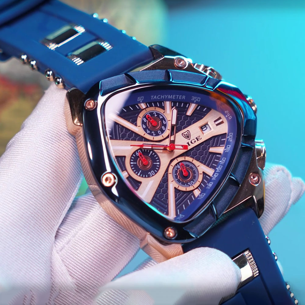 LIGE Fashion Men Watch Triangl - Watch Triangle Luxury 评论和价格