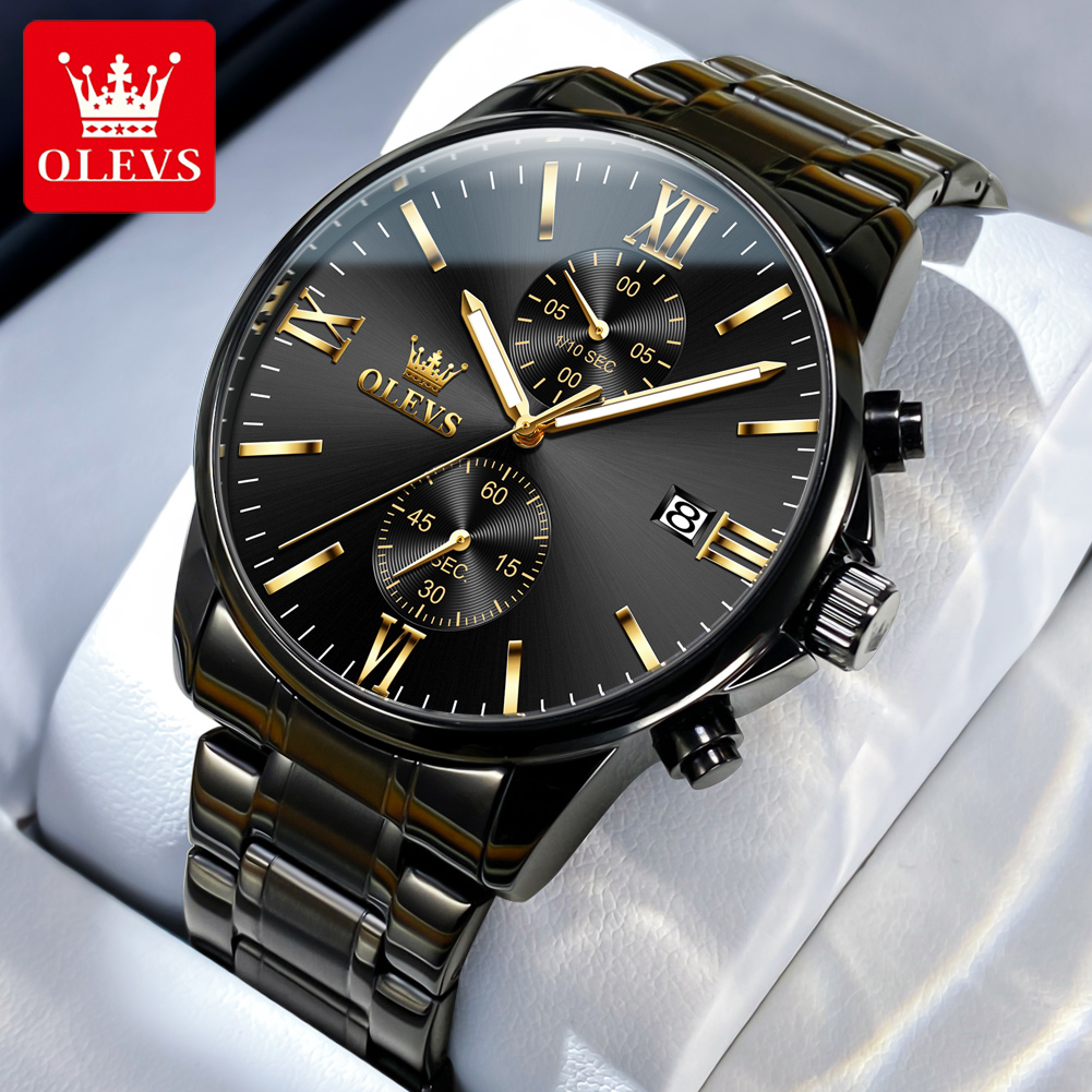 OLEVS 2886 Classic Black Quart - Luxury Watch Mockup 评论和价格