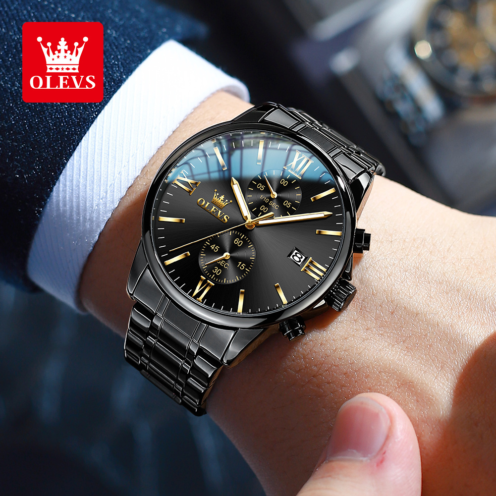 OLEVS 2886 Classic Black Quart - Luxury Watch Mockup 评论和价格