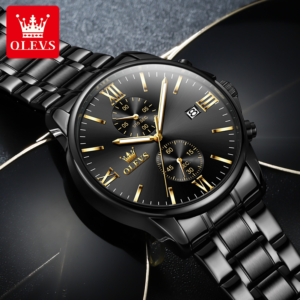 OLEVS 2886 Classic Black Quart - Luxury Watch Mockup 评论和价格