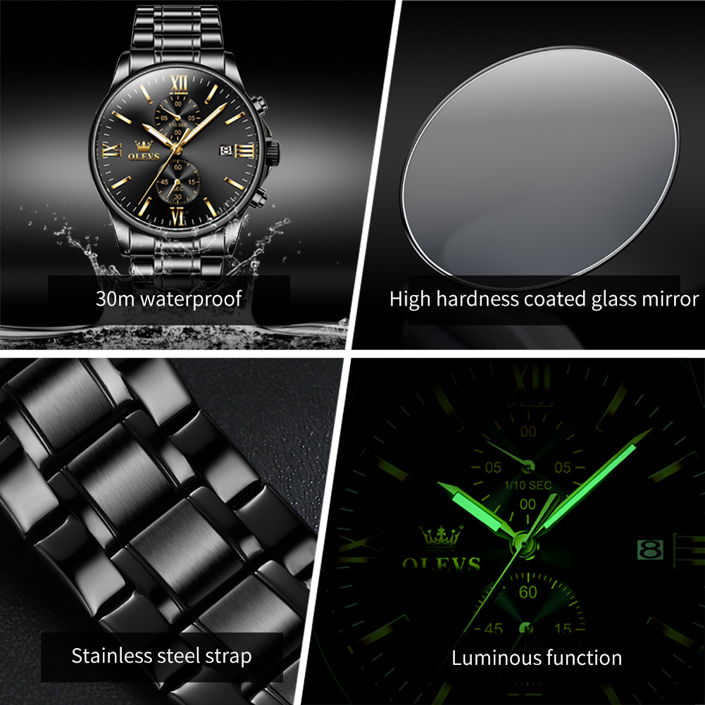 OLEVS 2886 Classic Black Quart - Luxury Watch Mockup 评论和价格