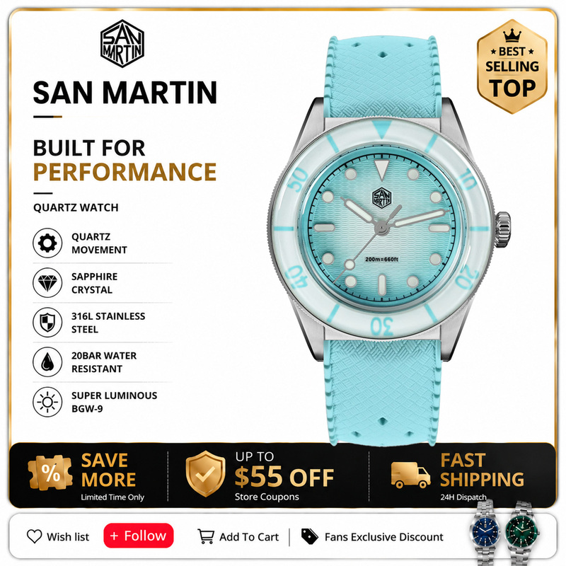 San Martin New Model 32.5mm Wo - Guilloché Dial Watch 评论和价格