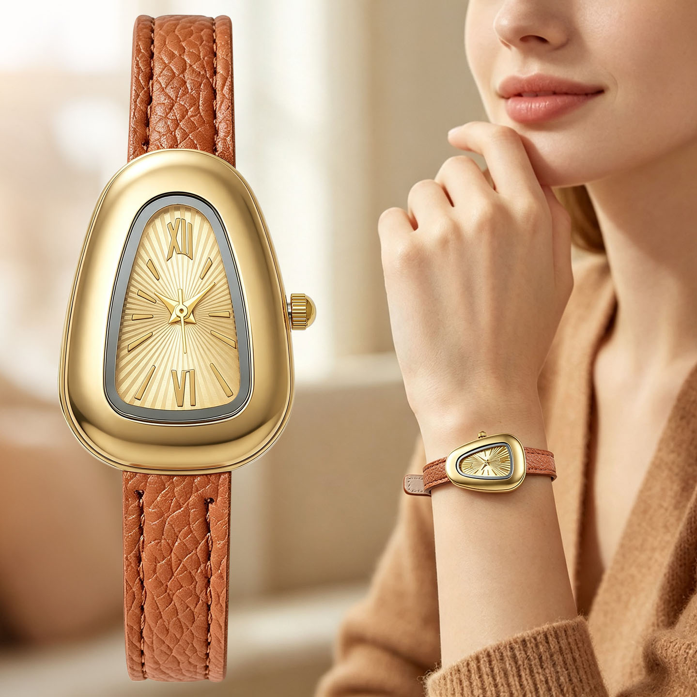 Irregular Oval Quartz Watches  - Watch Triangle Luxury 评论和价格