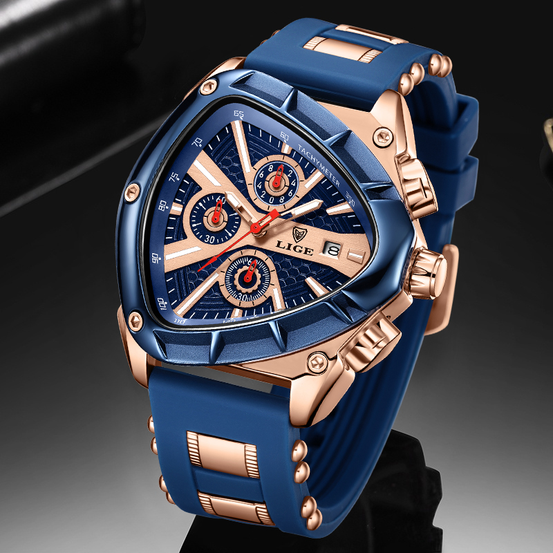 LIGE Fashion Men Watch Triangl - Watch Triangle Luxury 评论和价格