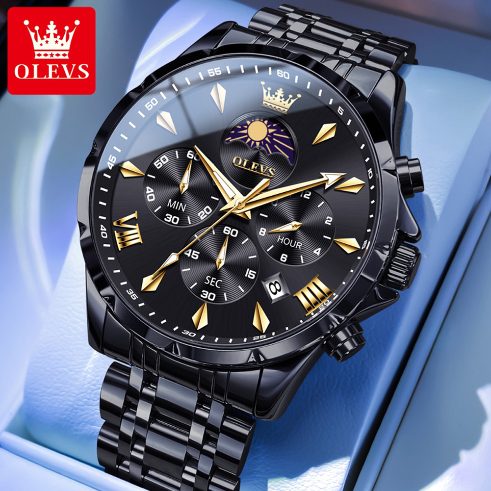 OLEVS 3653 Brand Moon Phase Ca - Luxury Watch Mockup 评论和价格
