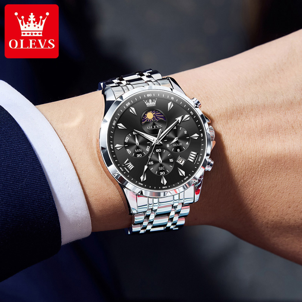 OLEVS 3653 Brand Moon Phase Ca - Luxury Watch Mockup 评论和价格