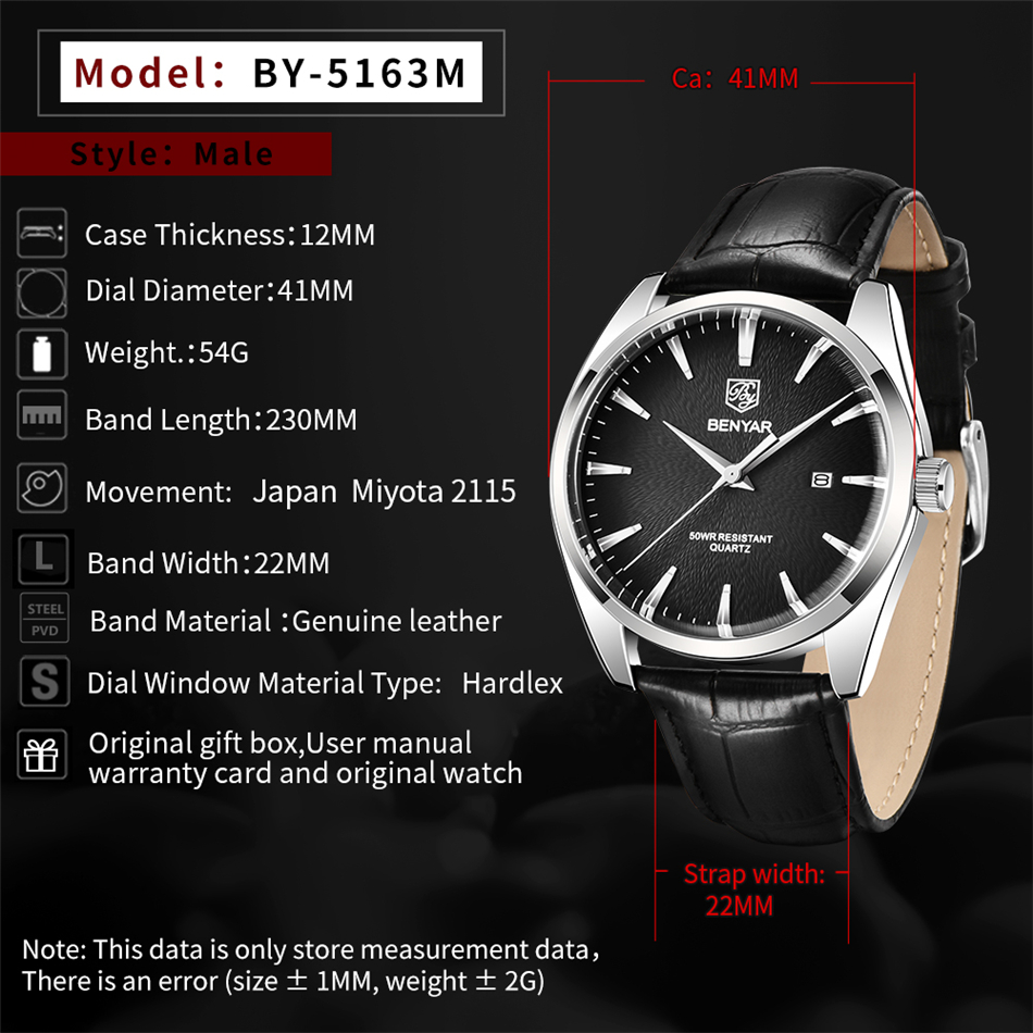 Benyar 5163 Top Brand Luxury M - Luxury Watch Mockup 评论和价格
