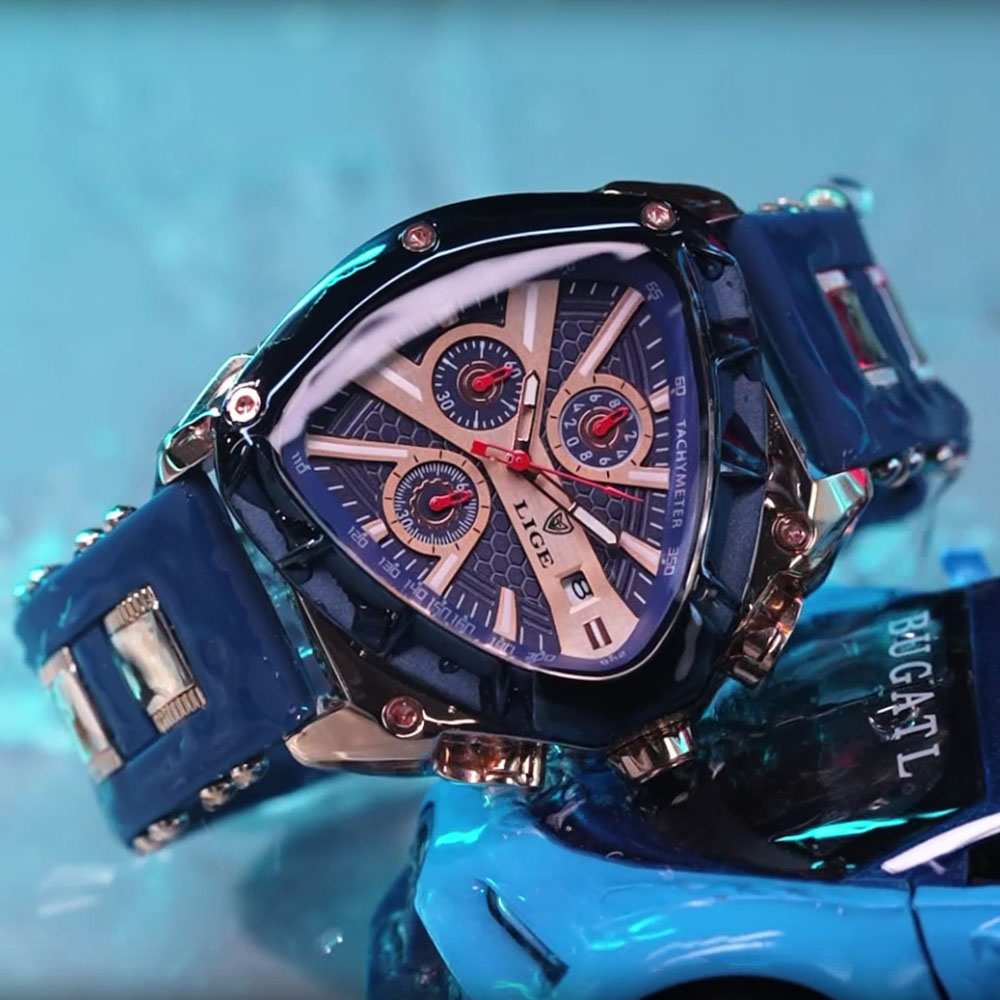 LIGE Fashion Men Watch Triangl - Watch Triangle Luxury 评论和价格