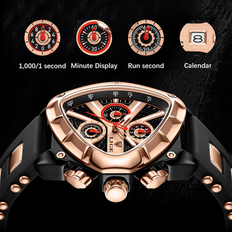 LIGE Fashion Men Watch Triangl - Watch Triangle Luxury 评论和价格