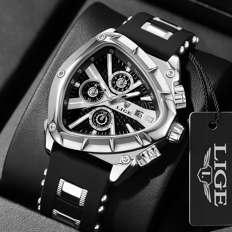 LIGE Fashion Men Watch Triangl - Watch Triangle Luxury 评论和价格