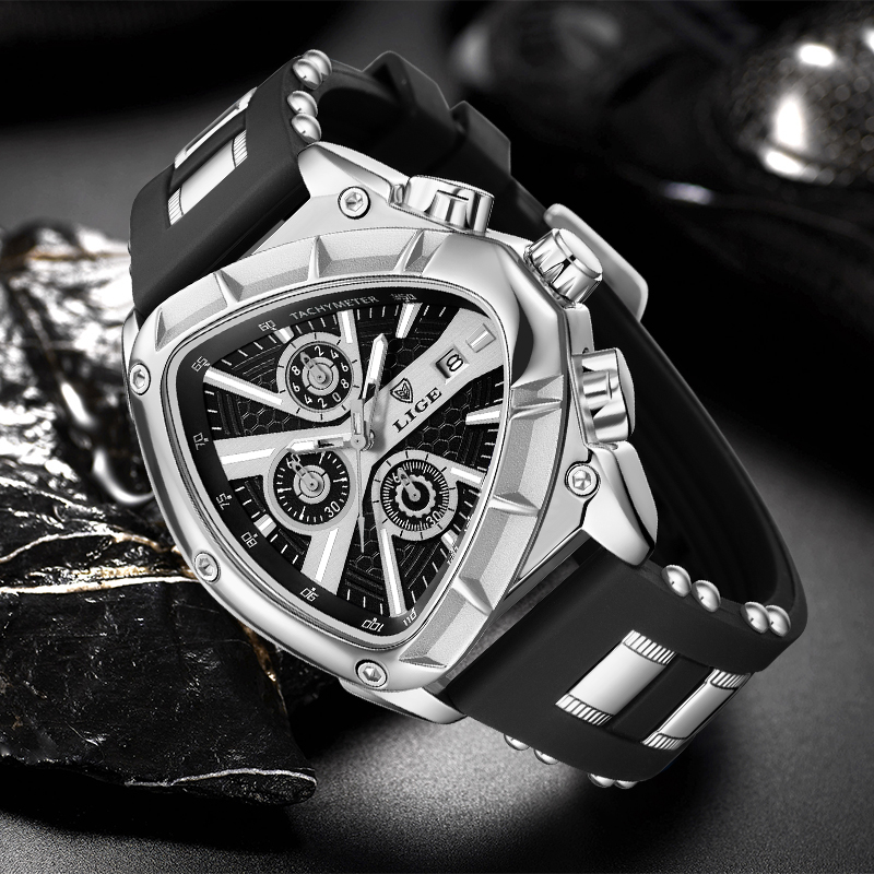 LIGE Fashion Men Watch Triangl - Watch Triangle Luxury 评论和价格